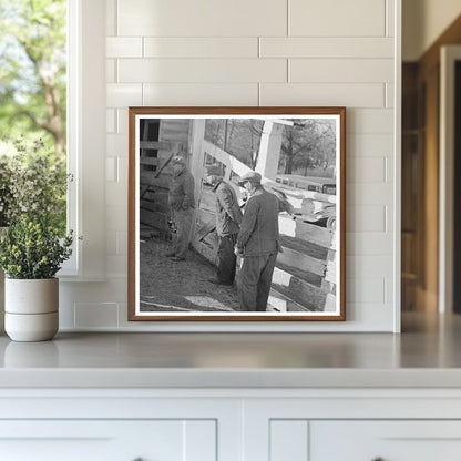 Vintage 1936 Photograph of Stockyard Attendants Herding Hogs - Available at KNOWOL