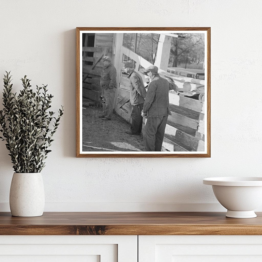 Vintage 1936 Photograph of Stockyard Attendants Herding Hogs - Available at KNOWOL