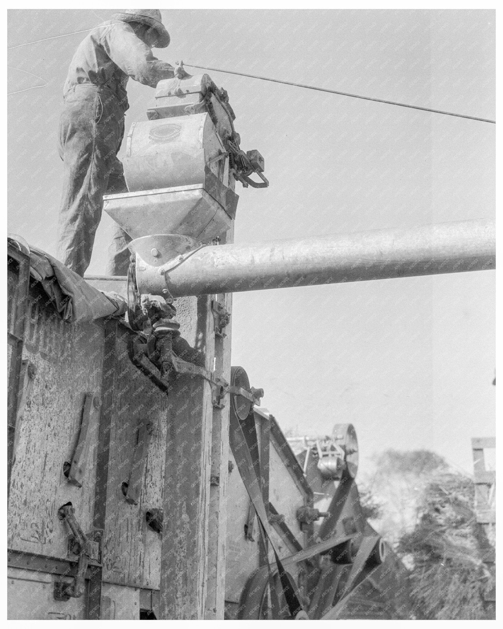 Vintage 1936 Photograph of Threshing Oats in Clayton Indiana Agricultural Practices - Available at KNOWOL