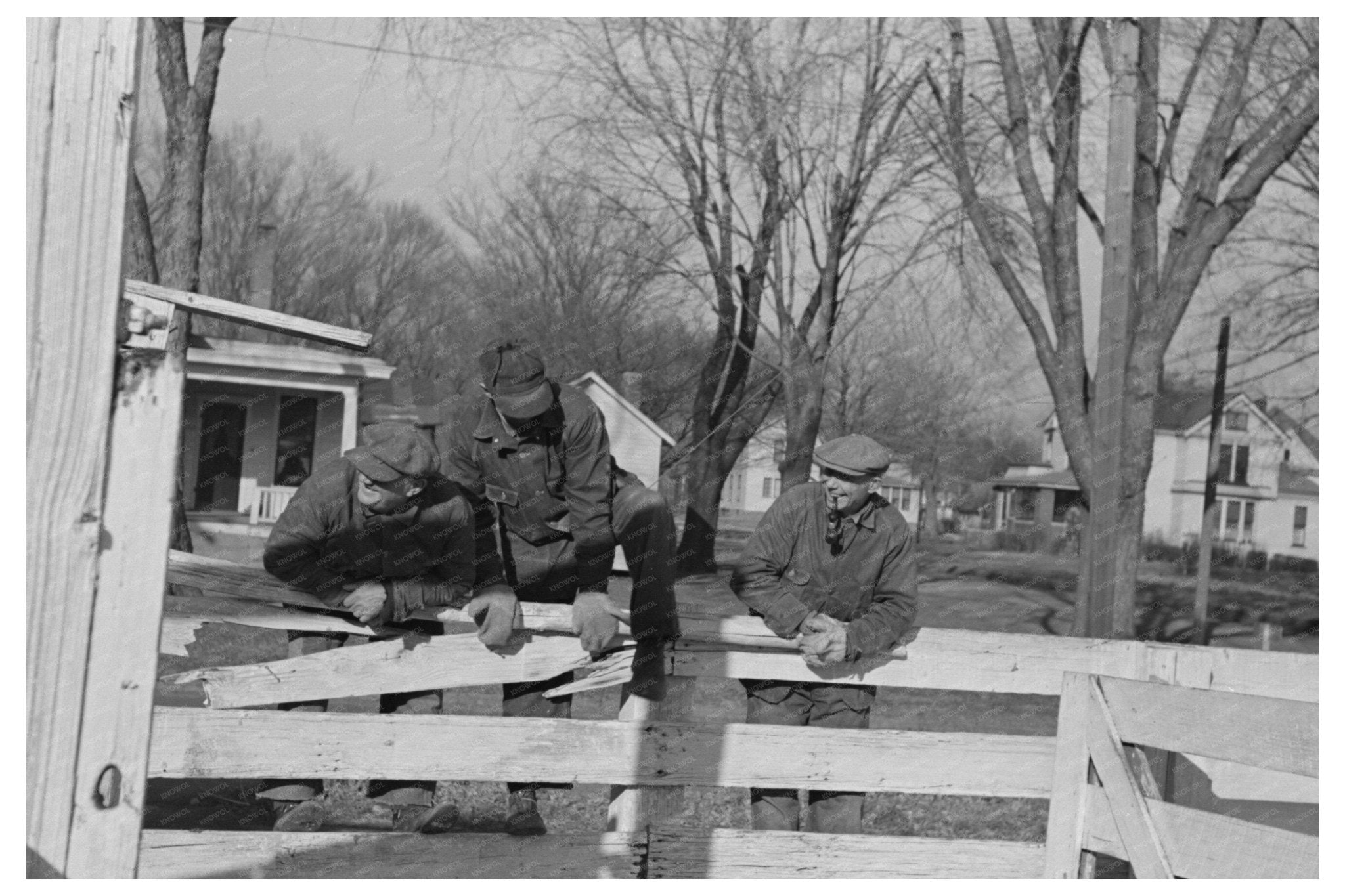 Vintage 1936 Stockyard Attendants Herding Hogs Aledo Illinois - Available at KNOWOL