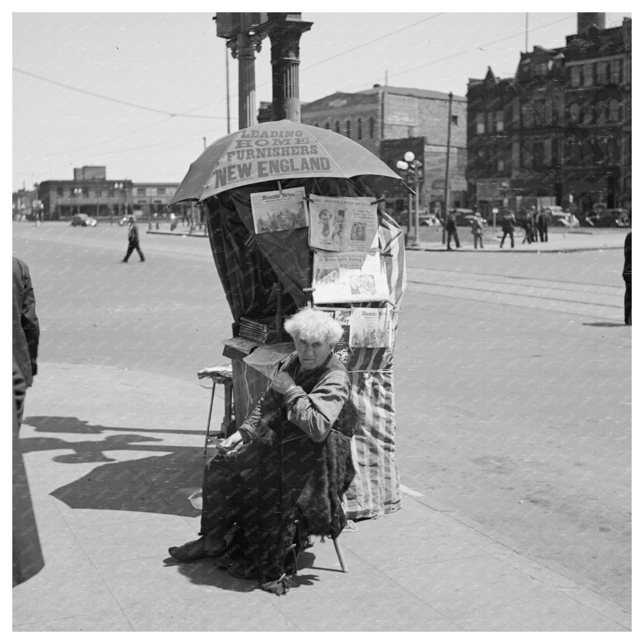 Vintage 1937 Minneapolis Newsstand Urban Scene - Available at KNOWOL