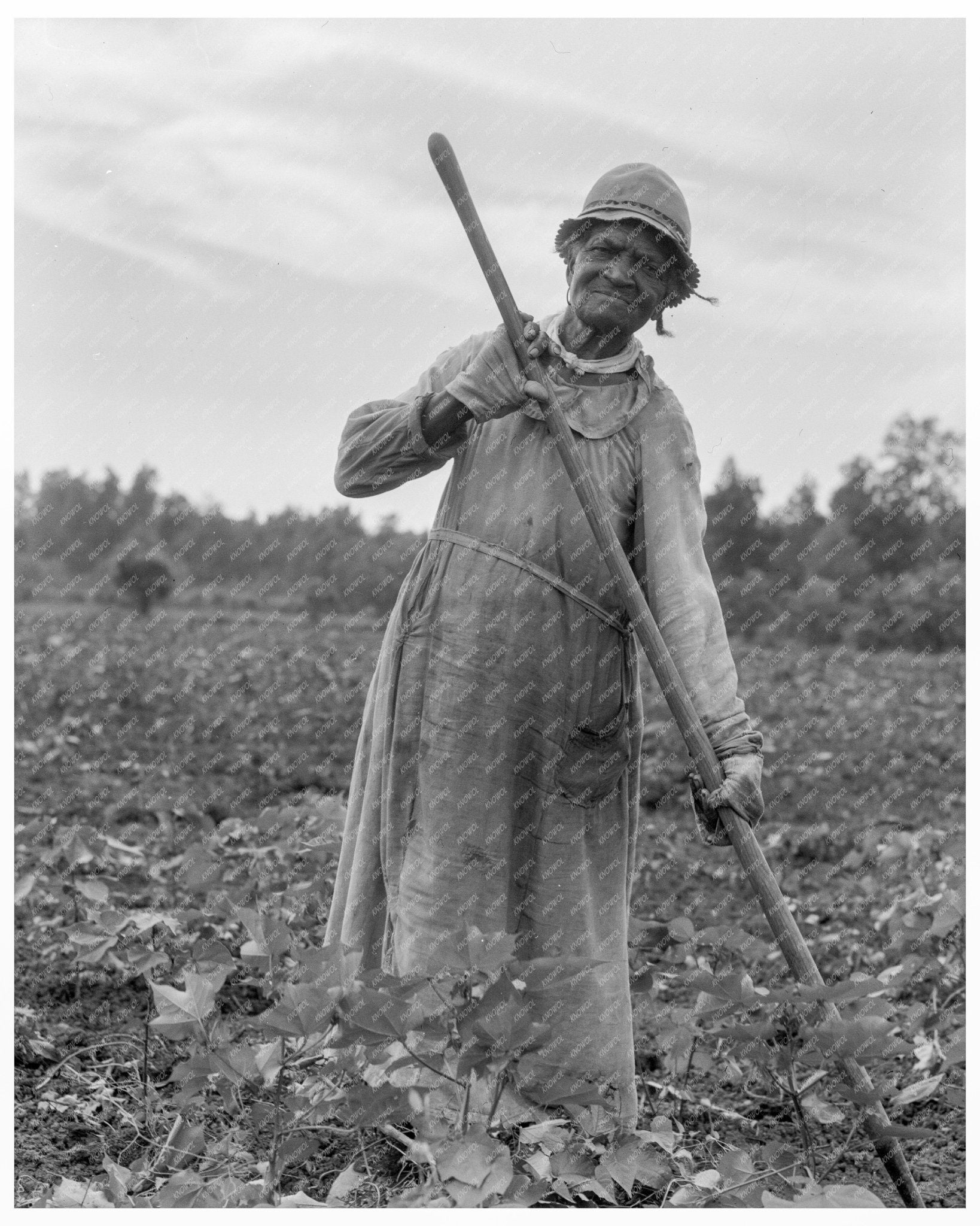 Vintage 1937 Photograph of Black Woman Hoeing Cotton in Mississippi - Available at KNOWOL