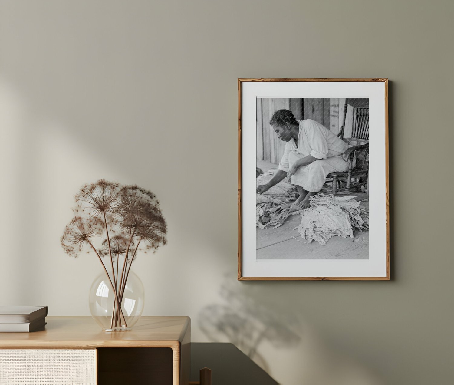 Vintage 1938 Photograph of Sharecropper Sorting Tobacco on Porch in Douglas Georgia - Available at KNOWOL