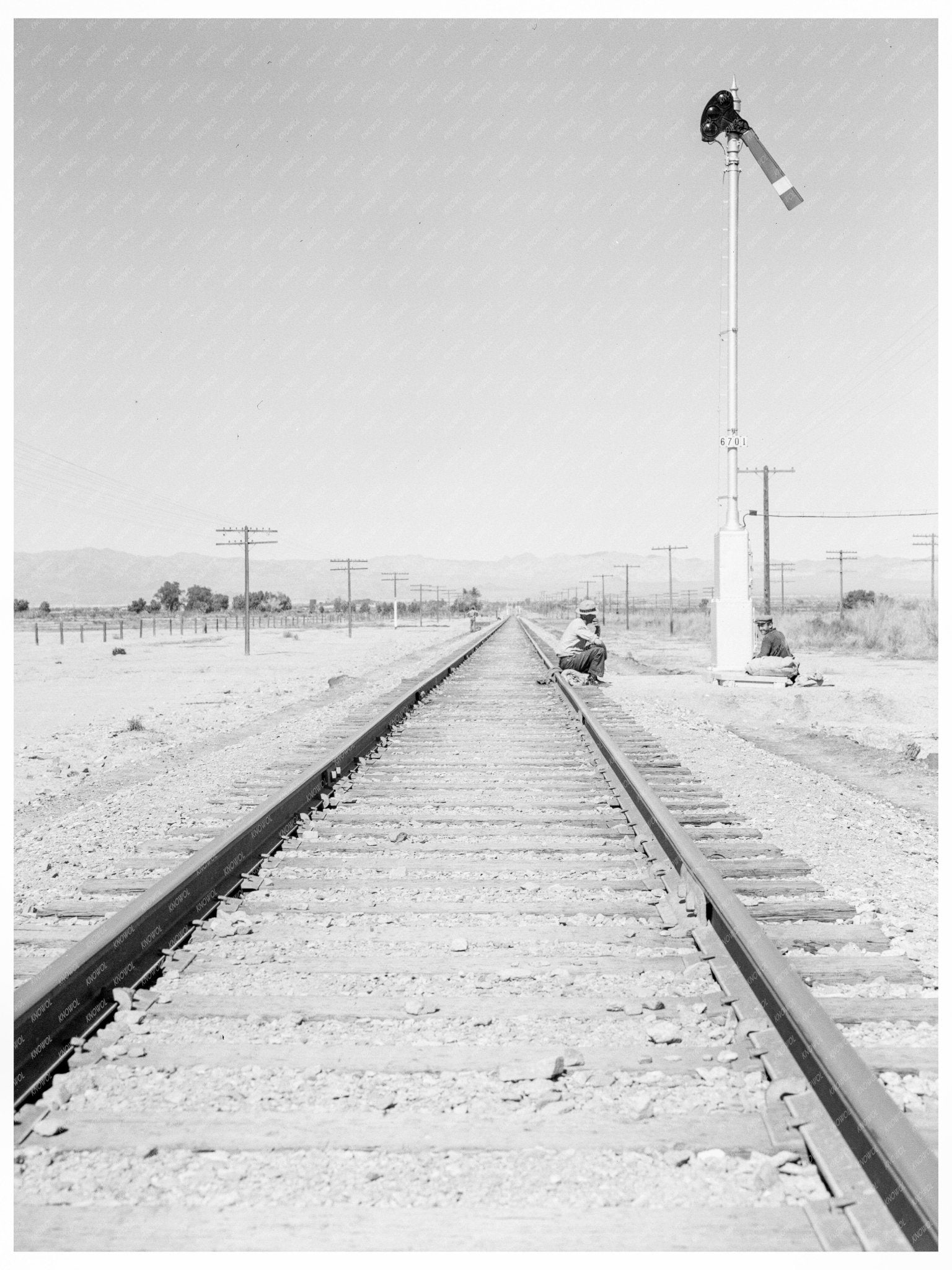 Vintage 1939 Image of Itinerant Men by Railroad Tracks - Available at KNOWOL