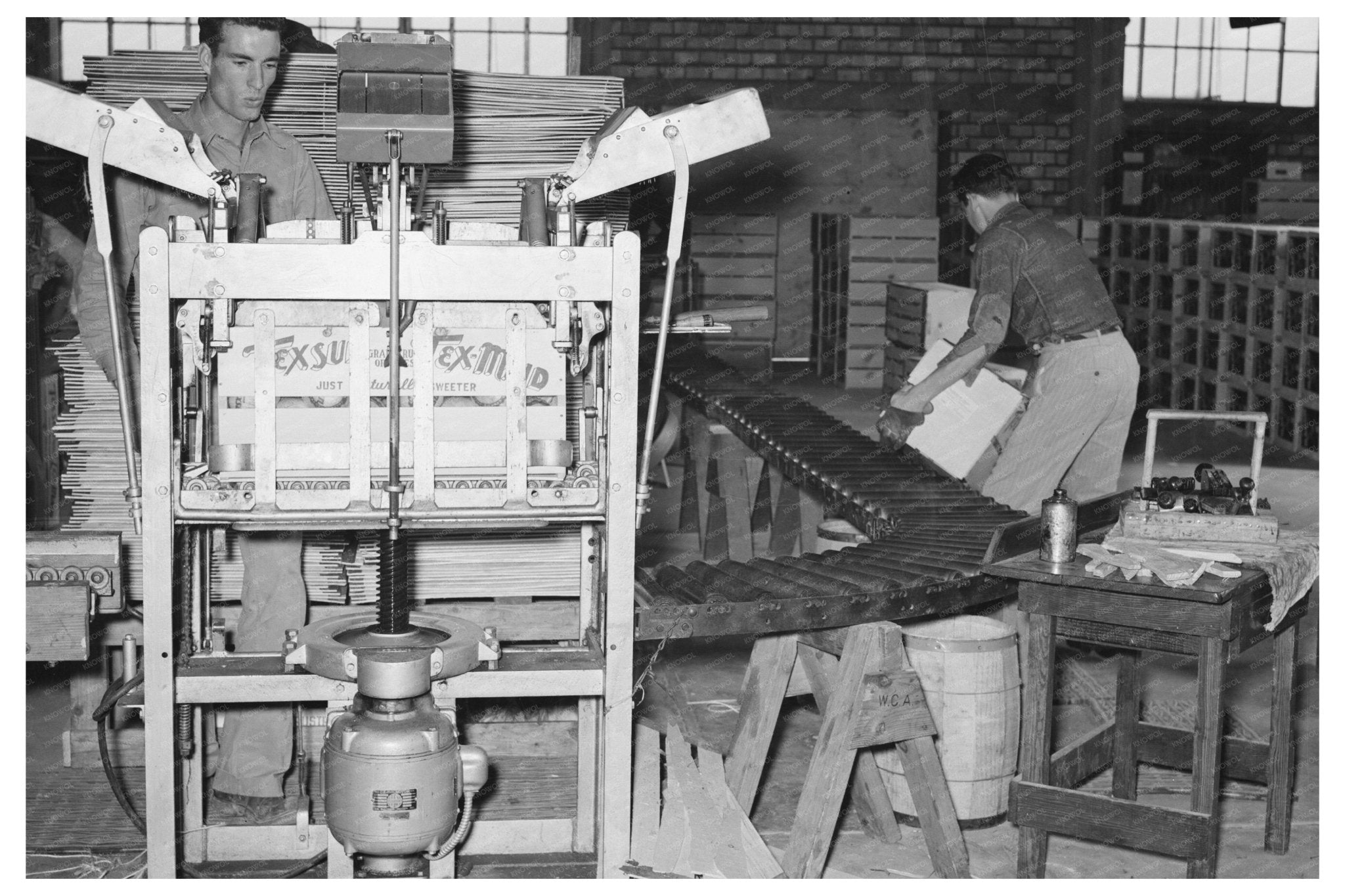 Vintage 1939 Lidding Machine in Texas Citrus Packing Plant - Available at KNOWOL