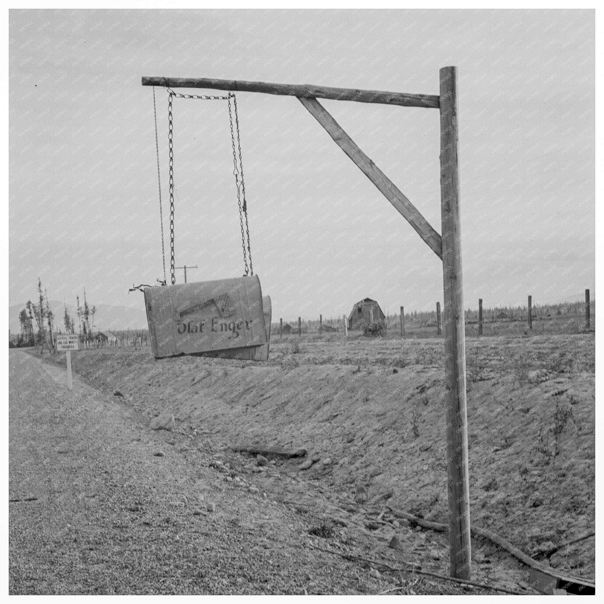 Vintage 1939 Rural Scene with Elevated Mailboxes in Idaho - Available at KNOWOL