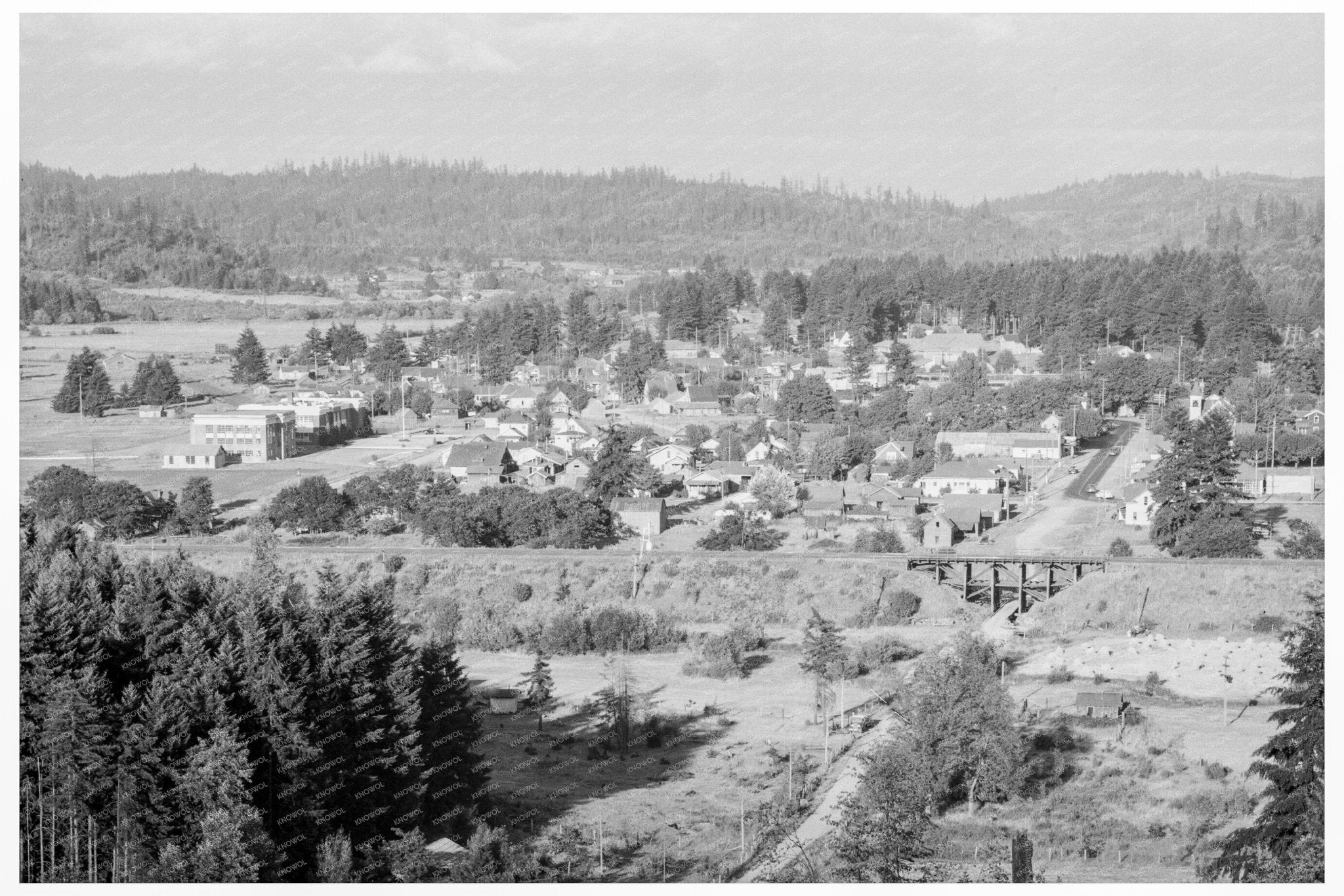 Vintage 1939 Tenino Washington Small Town Landscape - Available at KNOWOL