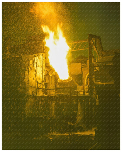 Vintage 1941 Photograph of Molten Iron Processing at Republic Steel Mill Youngstown Ohio - Available at KNOWOL