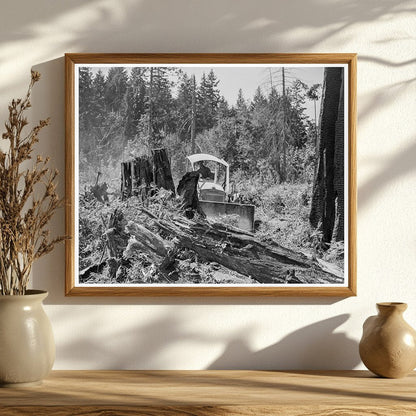 Vintage Bulldozer Pushing Stump in Lewis County 1939 - Available at KNOWOL