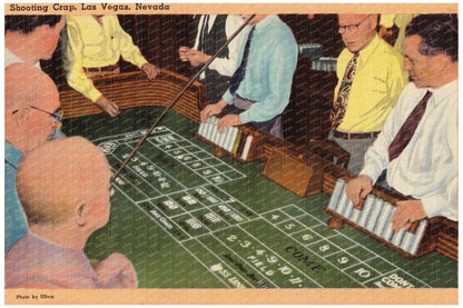 Vintage Las Vegas Craps Game Postcard 1930 - 1945 - Available at KNOWOL