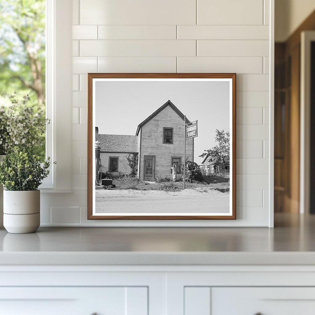 Vintage Oil Station and House in Gemmel Minnesota 1937 - Available at KNOWOL