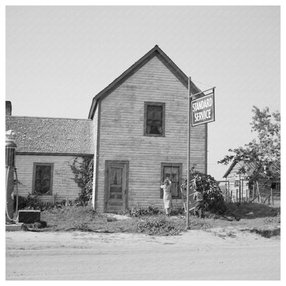 Vintage Oil Station and House in Gemmel Minnesota 1937 - Available at KNOWOL