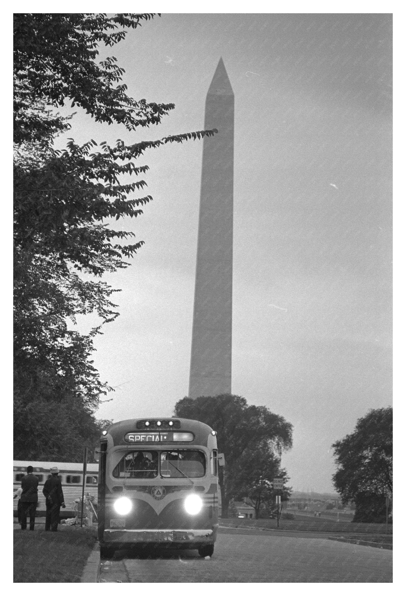 Vintage Photo of Bus Leaving Washington Monument After 1963 March on Washington - Available at KNOWOL