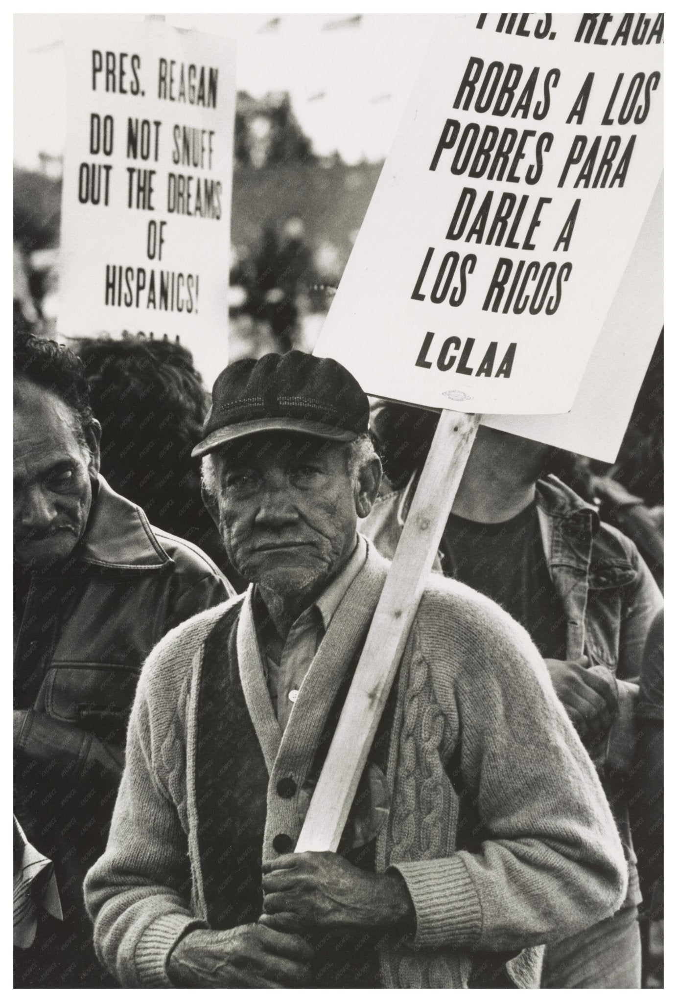 Vintage Photo of Migrant Farm Worker at Washington D.C Demonstration, Reagan Era - Available at KNOWOL