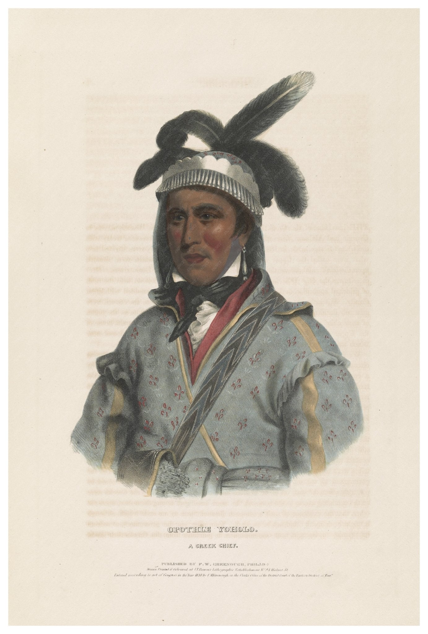 Vintage Photo of Opothle Yoholo, A Creek Chief, 1838 - Available at KNOWOL