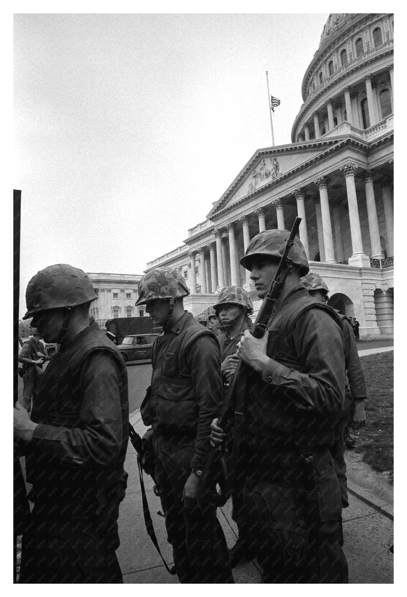 Vintage Photo of Soldiers Guarding US Capitol During 1968 Riots - Available at KNOWOL