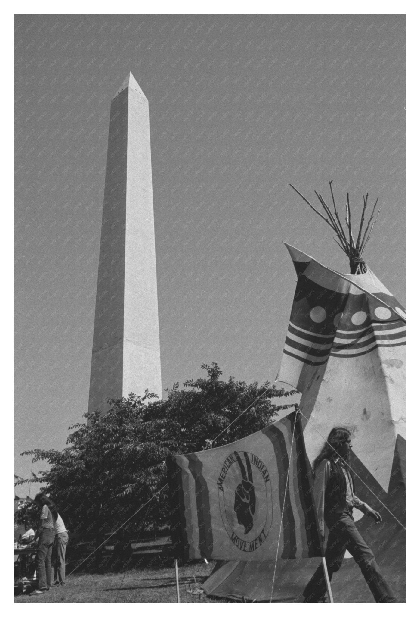 Vintage Photo of Tipi with American Indian Movement Sign at Washington Monument - Available at KNOWOL