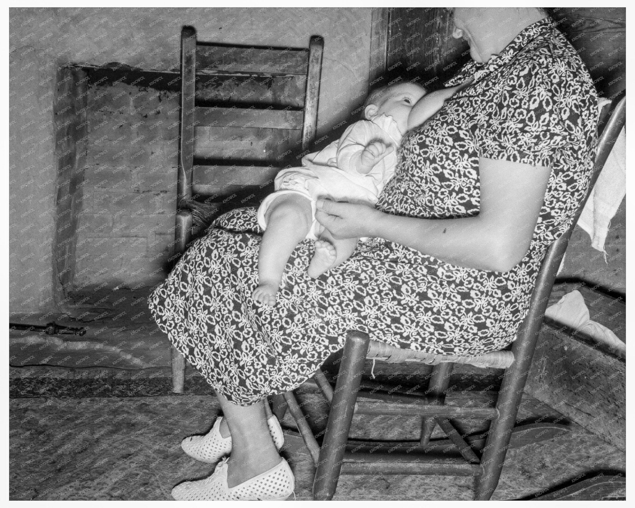 Vintage Photo of Tobacco Sharecroppers Wife Nursing Baby 1939 - Available at KNOWOL