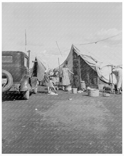 Vintage Photograph of Auto Camp for Migrant Citrus Workers Tulare County California 1938 - Available at KNOWOL