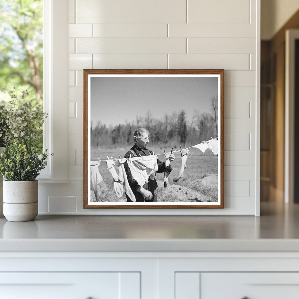 Vintage Photograph of John Bastia Hanging Laundry 1937 - Available at KNOWOL