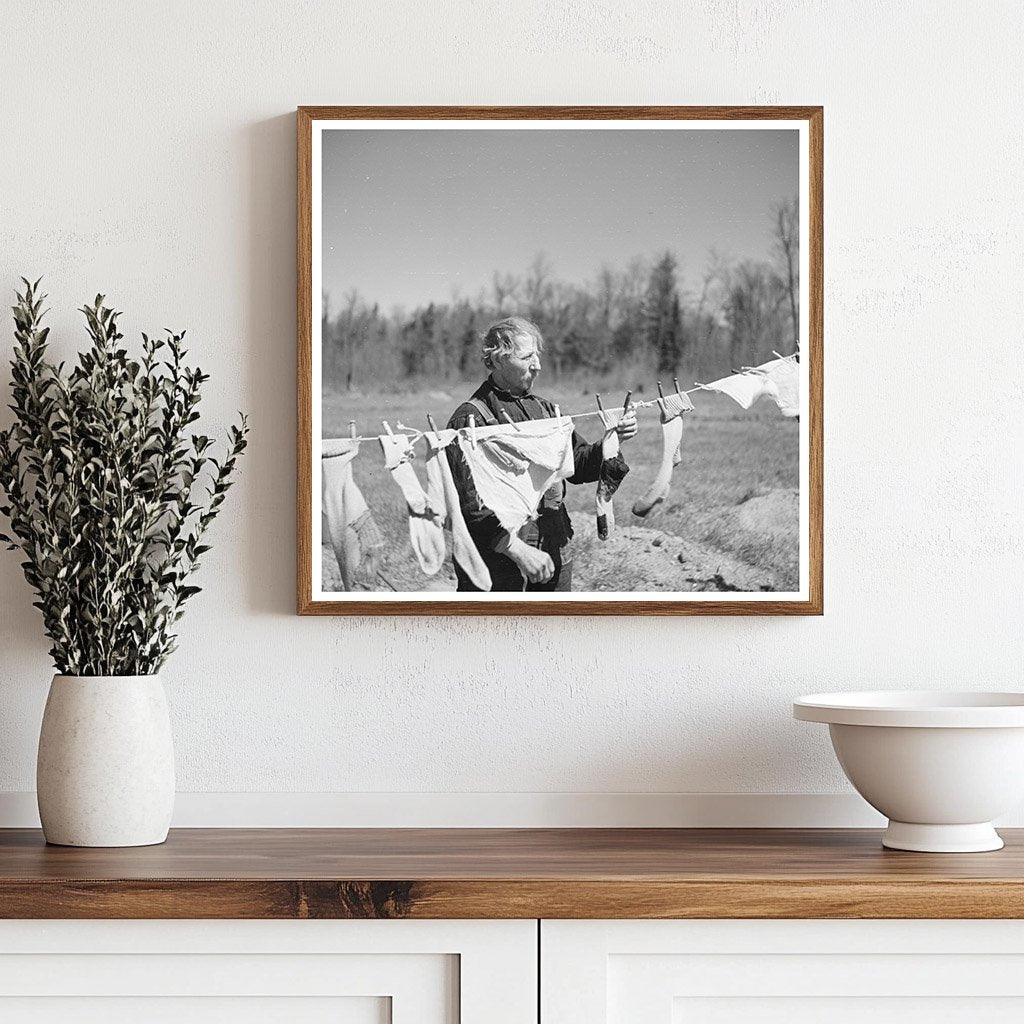 Vintage Photograph of John Bastia Hanging Laundry 1937 - Available at KNOWOL