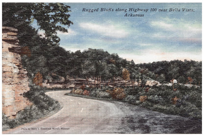 Vintage Postcard of Highway 100 Bluffs Arkansas 1930 - 1945 - Available at KNOWOL