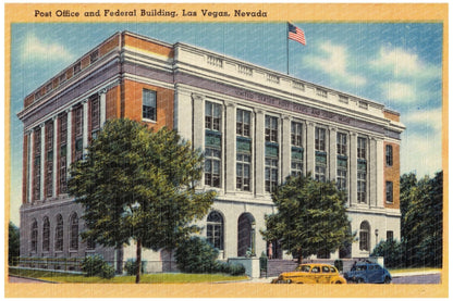 Vintage Postcard of Las Vegas Post Office 1930 - 1945 - Available at KNOWOL