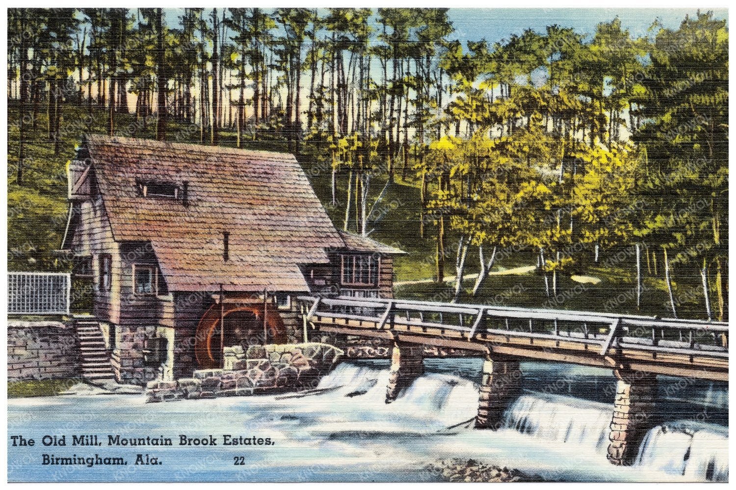 Vintage Postcard of The Old Mill Mountain Brook Alabama 1930s - Available at KNOWOL