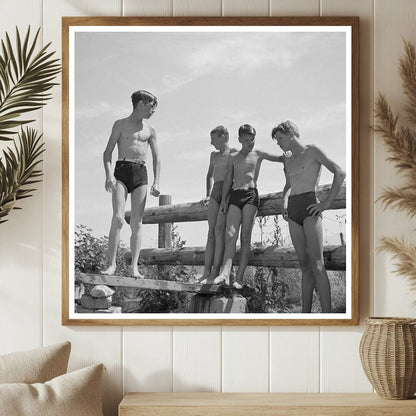 Vintage Schoolboys Swimming in Rupert Idaho 1942 - Available at KNOWOL