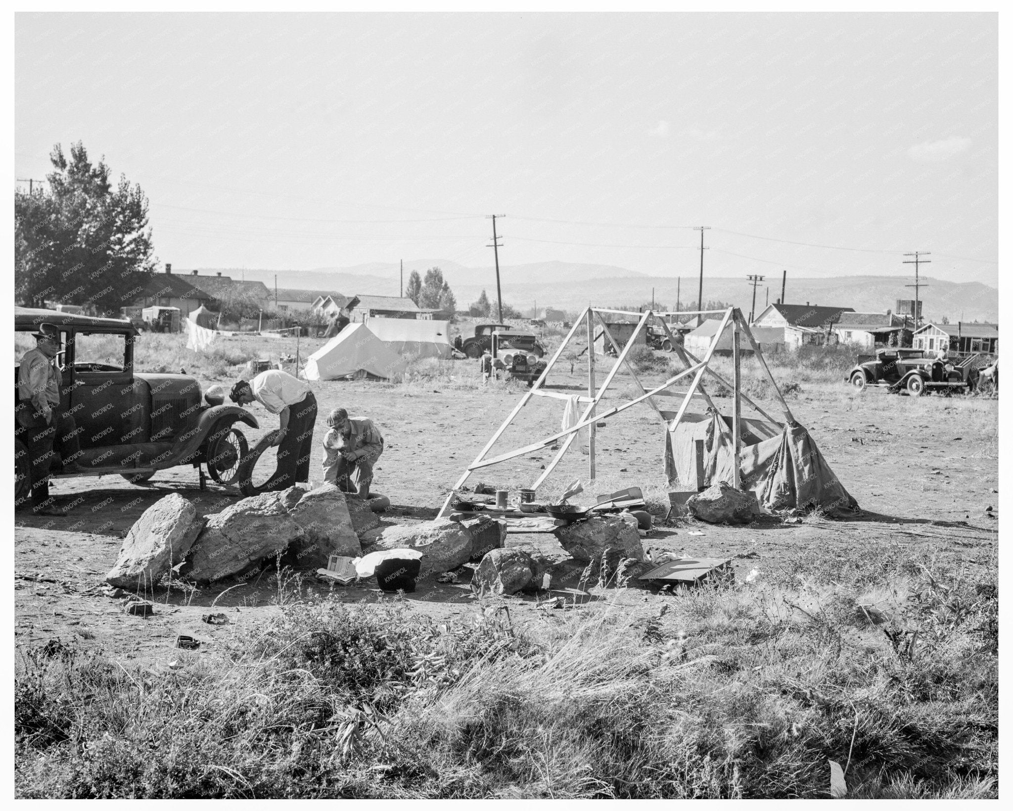 Vintage Squatter Camp in Malin Oregon 1939 - Available at KNOWOL