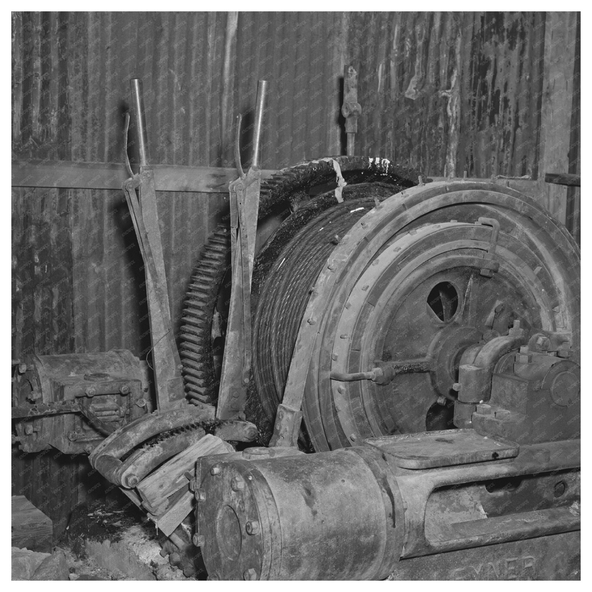 Vintage Steam Winch in Abandoned New Mexico Gold Mine 1940 - Available at KNOWOL