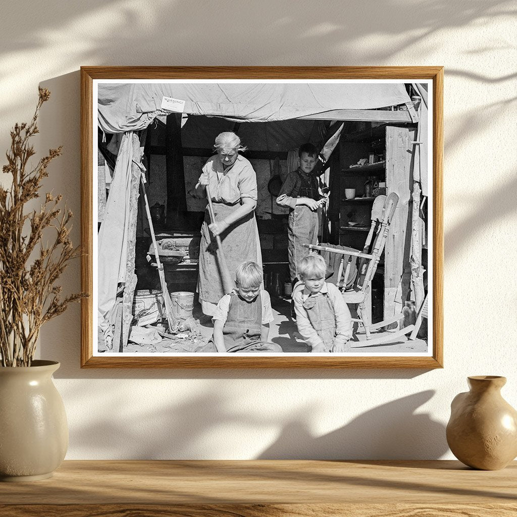 Vintage Woman with Grandchildren at Kern County Camp 1936 - Available at KNOWOL