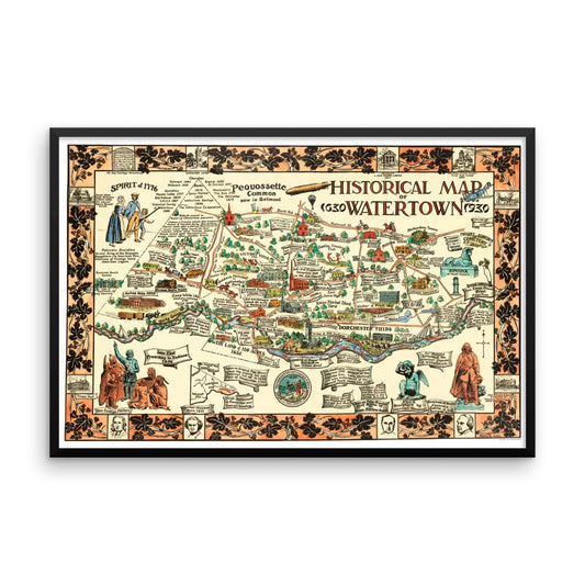 Watertown, MA Framed Historical Map, 1930 - Available at KNOWOL