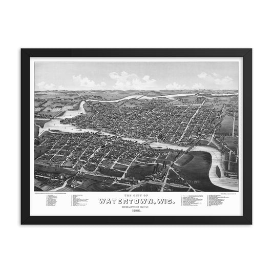 Watertown, Wisconsin 1885 Framed Map - Available at KNOWOL