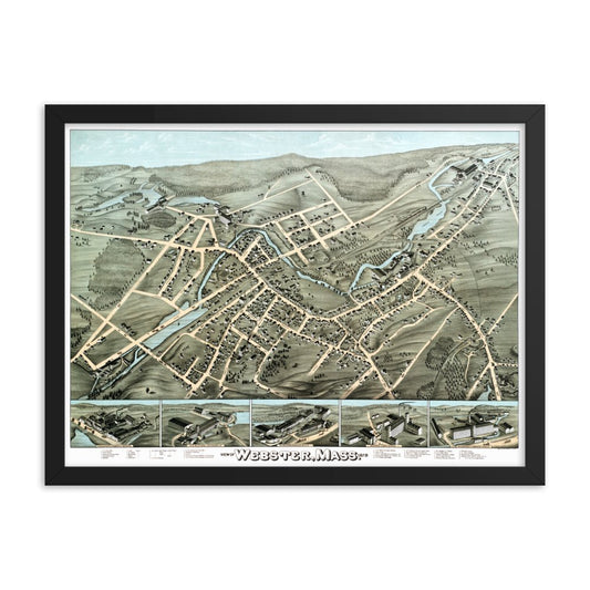 Webster, MA 1878 Framed Map - Available at KNOWOL