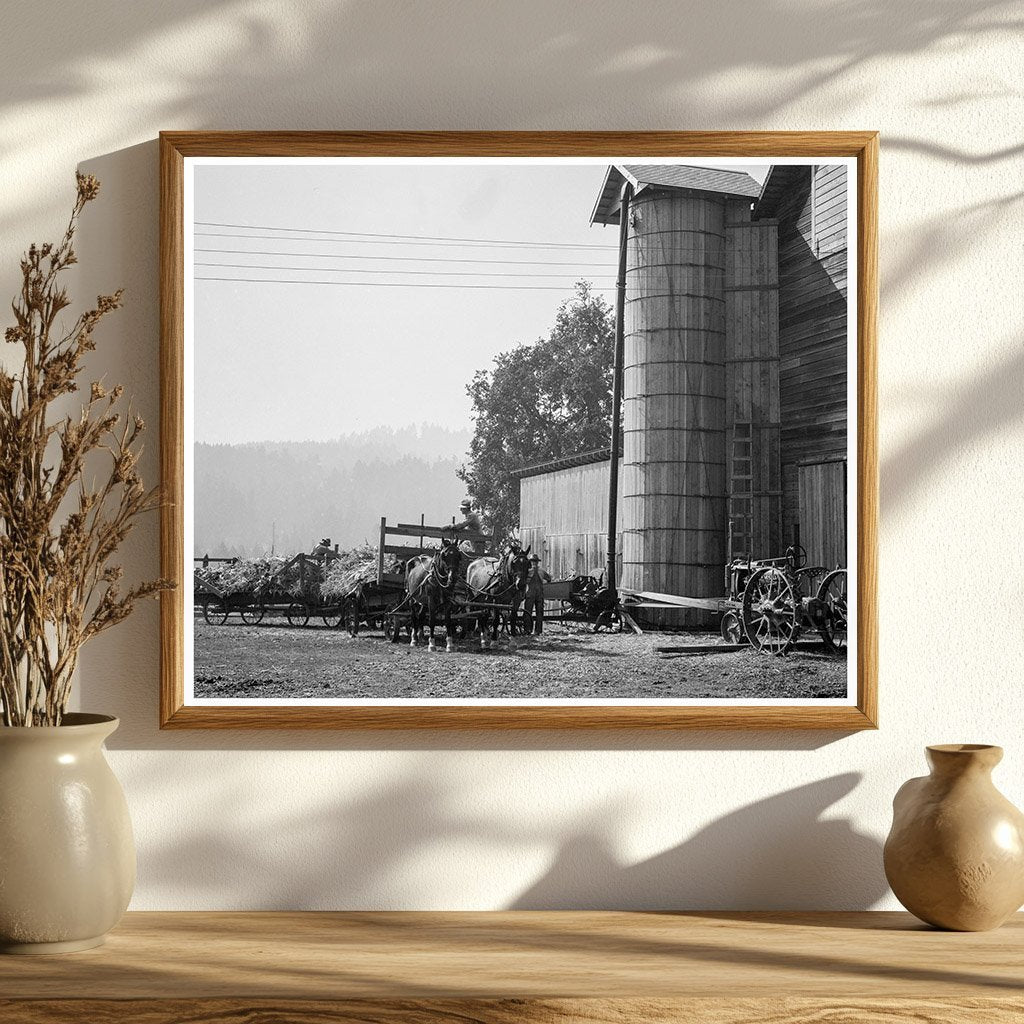 West Carlton Oregon Corn Storage Yard October 1939 - Available at KNOWOL