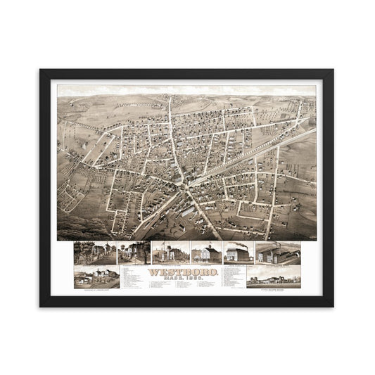 Westborough, MA 1880 Framed - Available at KNOWOL