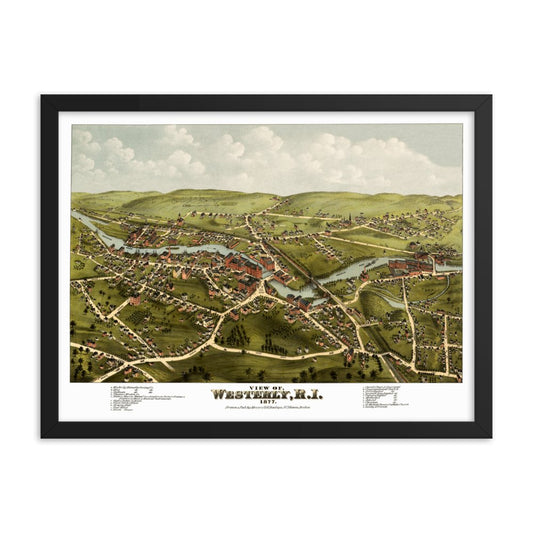 Westerly, RI 1877 Framed Map - Available at KNOWOL