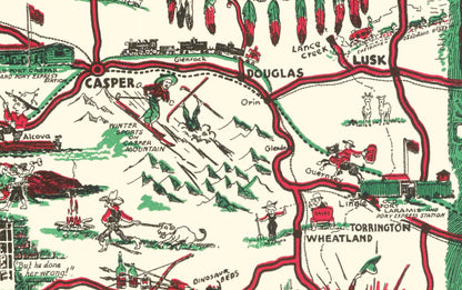 Whimsical "Paint - Brush" Map of Wyoming, 1938 - Available at KNOWOL