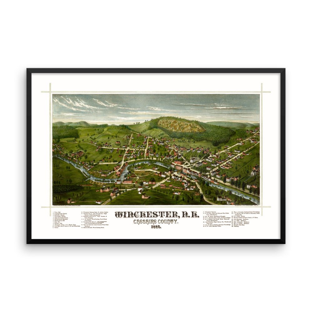 Winchester, NH 1887 Framed Map - Available at KNOWOL