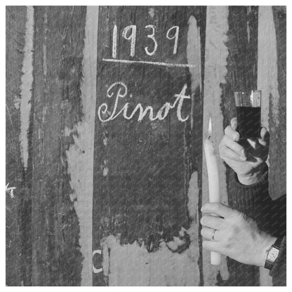 Winemaster Examines Red Wine in Sonoma County 1942 - Available at KNOWOL