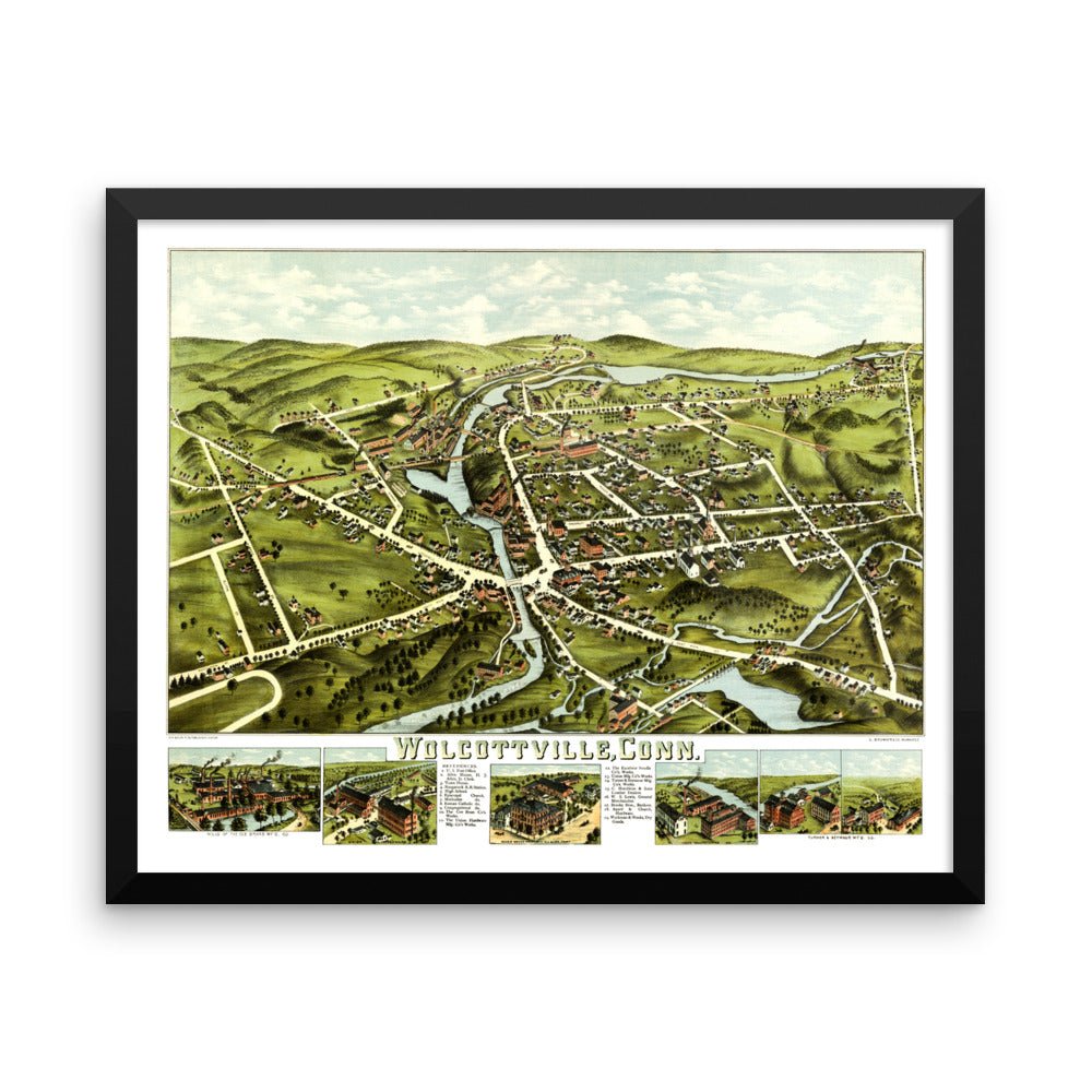 Wolcotville/Torrington, Connecticut in 1877 Framed - Available at KNOWOL