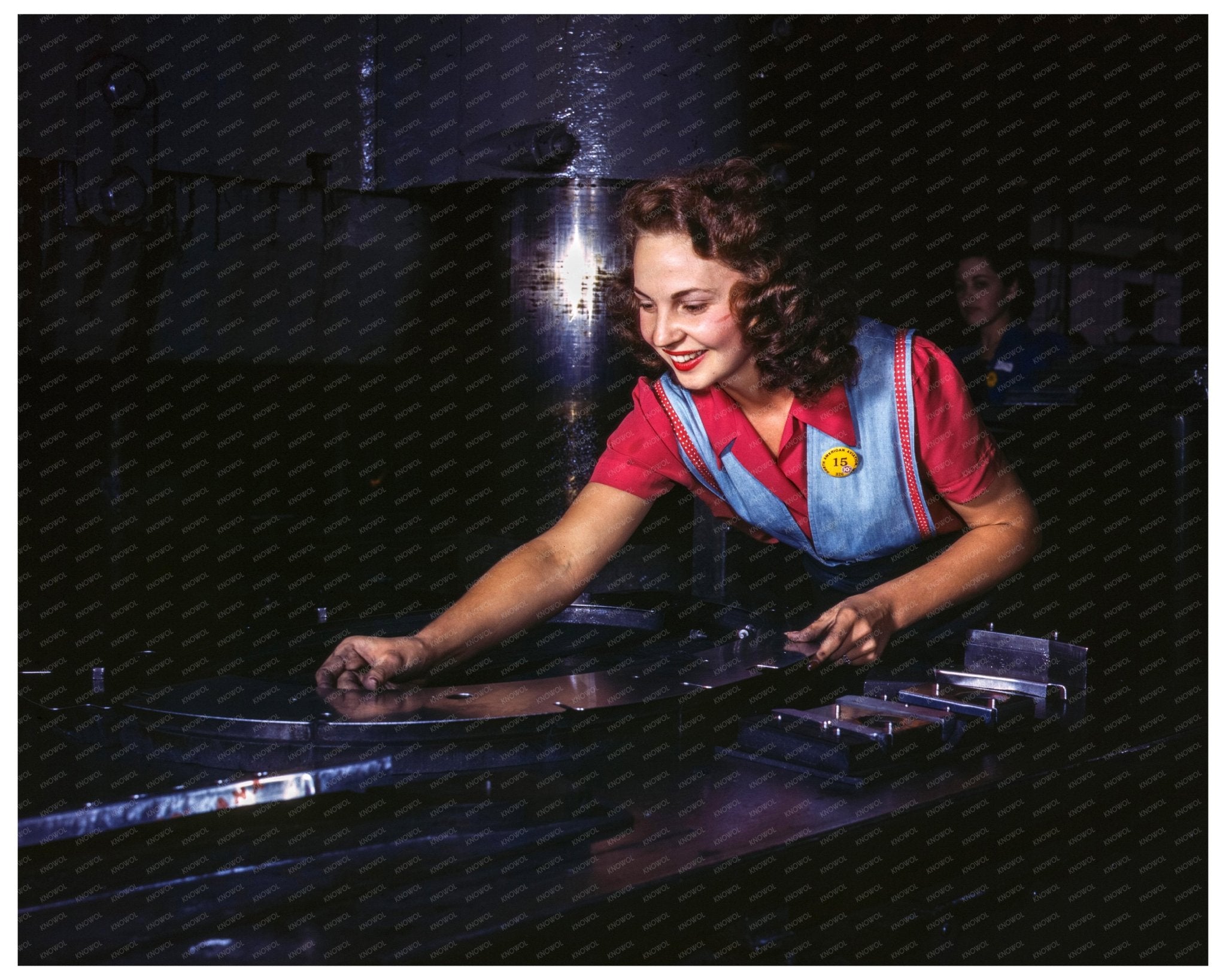 Woman Assembling Metal Parts at North American Aviation 1942 - Available at KNOWOL