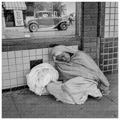 Woman at El Paso Street Corner Waiting for Streetcar 1938 - Available at KNOWOL