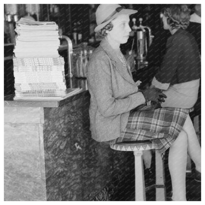 Woman at Soda Fountain Taylor Texas October 1939 - Available at KNOWOL