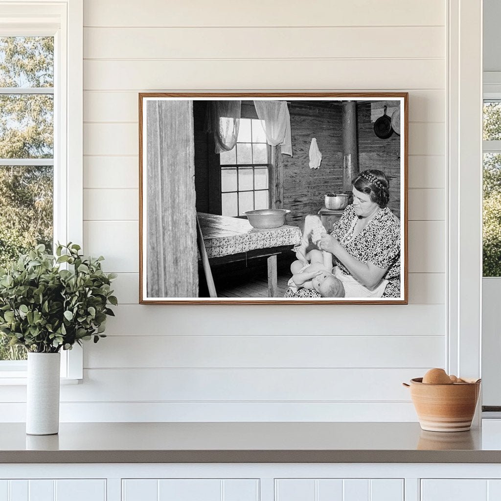 Woman Bathing Baby in Kitchen North Carolina 1939 - Available at KNOWOL