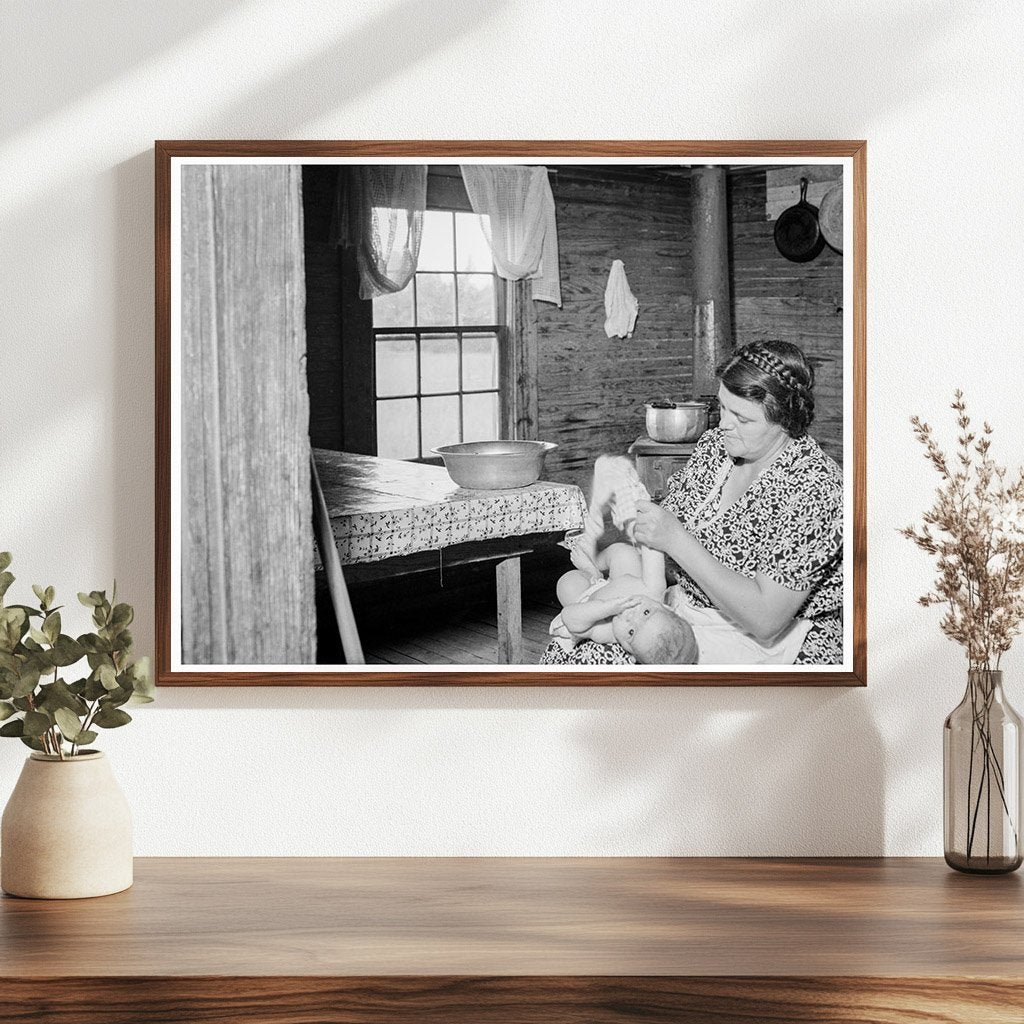 Woman Bathing Baby in Kitchen North Carolina 1939 - Available at KNOWOL