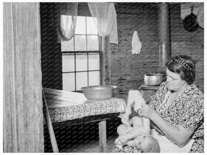 Woman Bathing Baby in Kitchen North Carolina 1939 - Available at KNOWOL