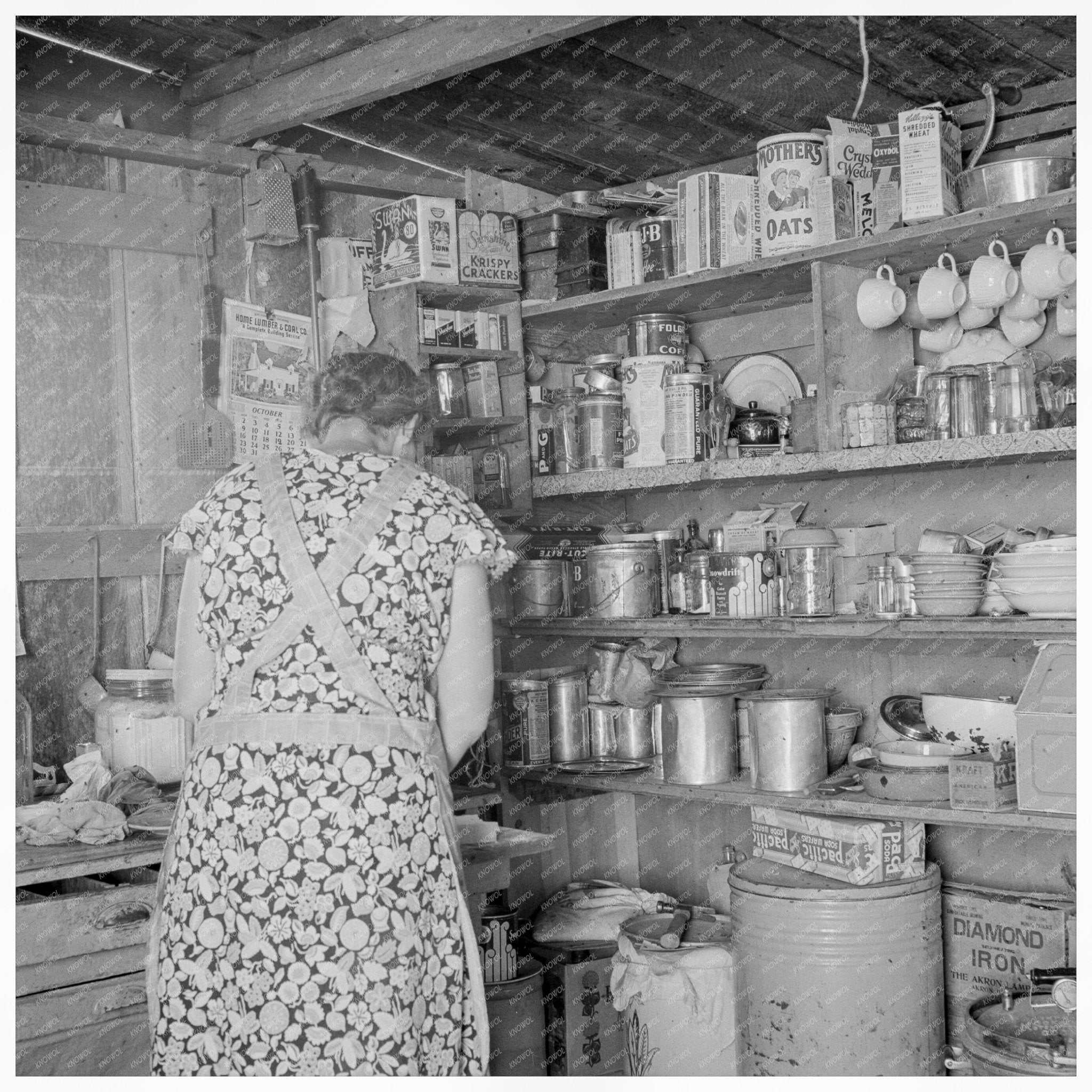 Woman Preparing Lunch in 1939 Oregon Kitchen - Available at KNOWOL