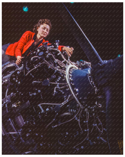 Woman Working on Motor at Douglas Aircraft Company October 1942 - Available at KNOWOL